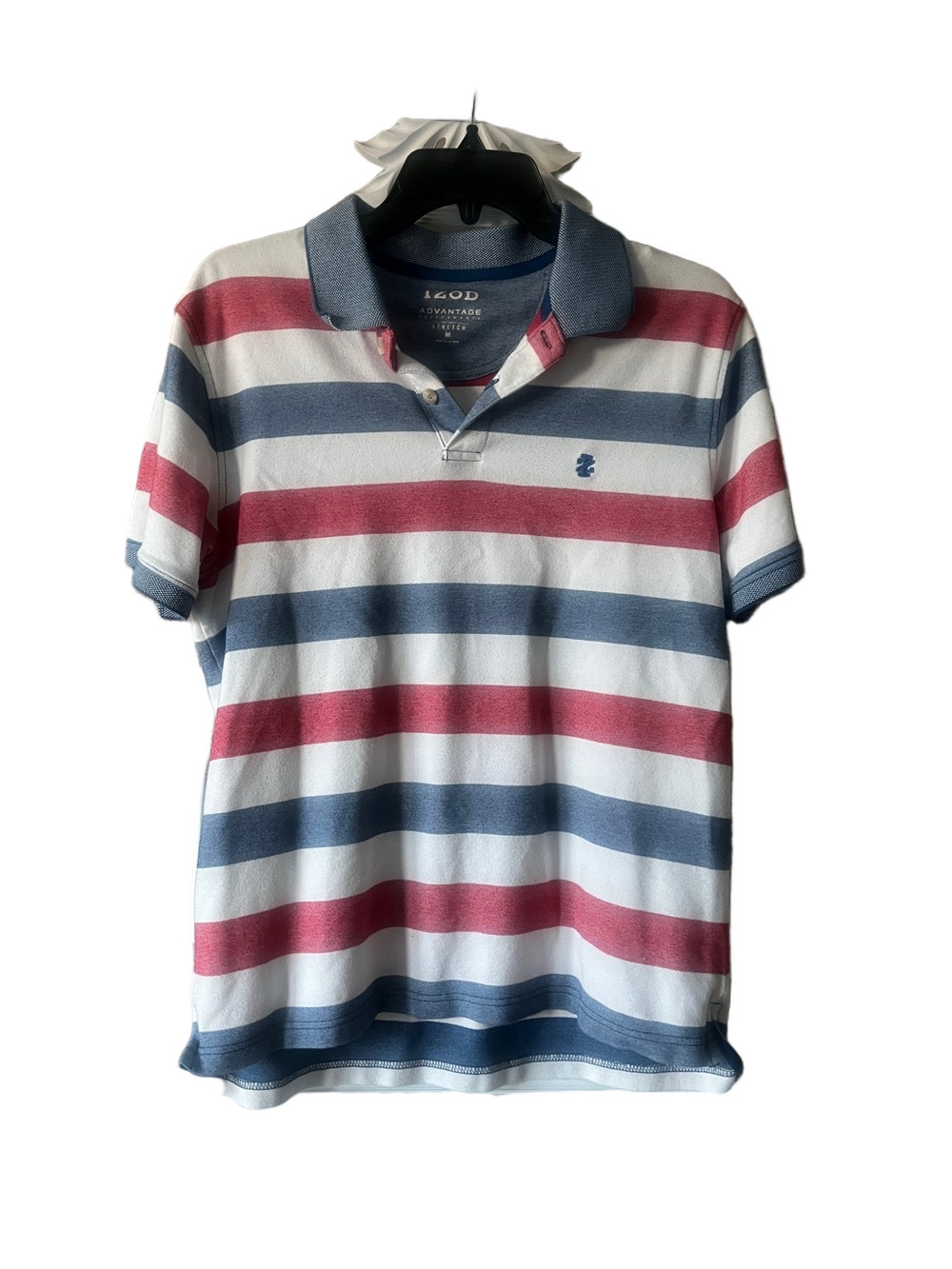 Izod Red, Navy & White Striped Short-Sleeve Polo
